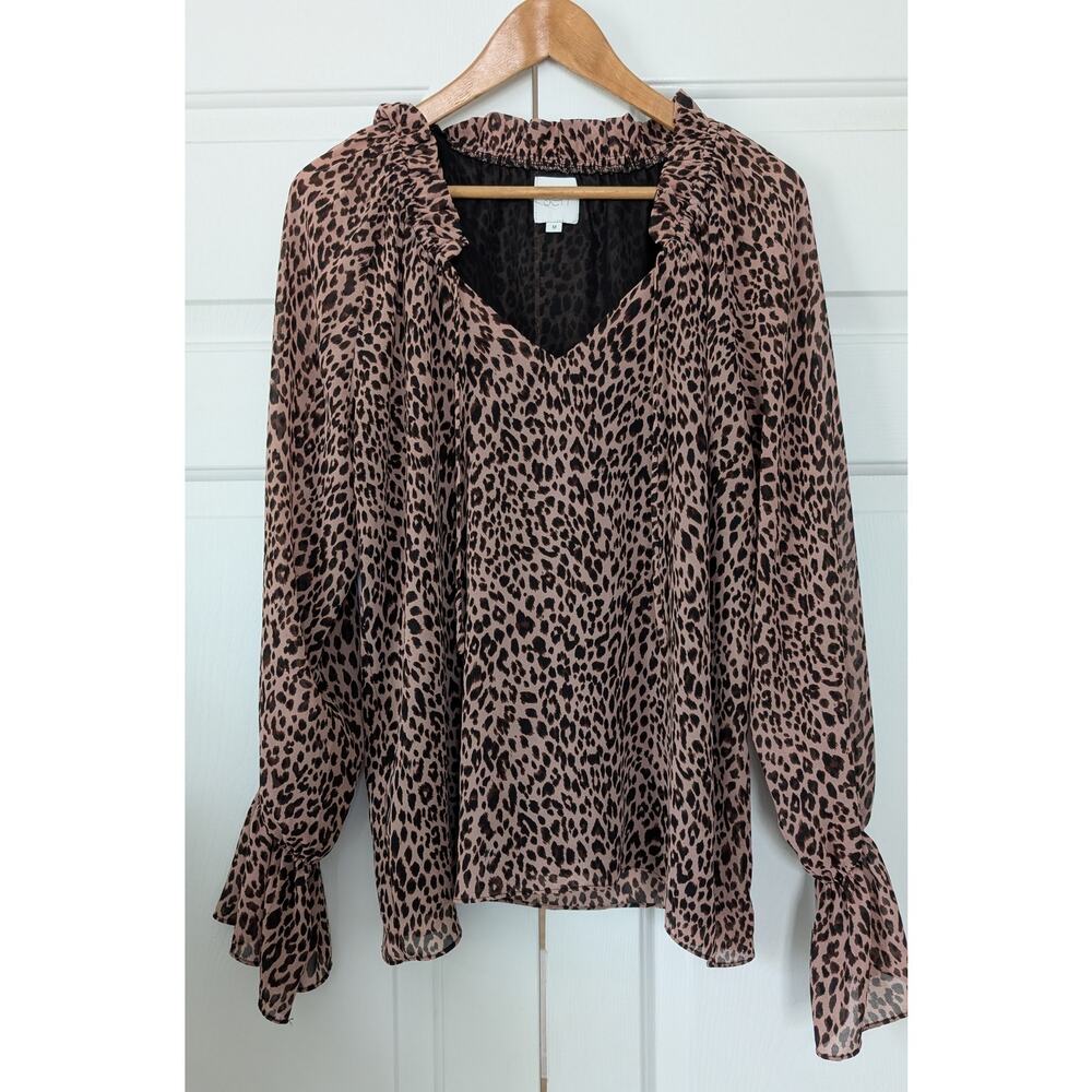 Sen Animal Print Long Sleeve Blouse